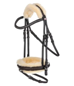 Best Bridon avec véritable fourrure d'agneau Soft Comfort II Muserolle Française & Combinée|Fourrure D'Agneau