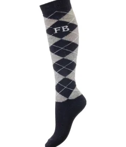 Clearance Chaussettes hautes à base de laine mérinos Argyle Femme Chaussettes