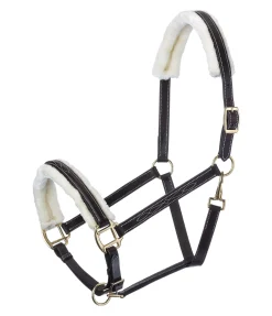 Sale Licol en cuir avec polaire Teddy Stitch Fourrure D'Agneau|Licols Pour Poneys & Poulains