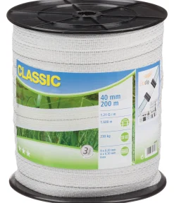 Hot Ruban large Classic, 200 m / 40 mm Electrificateur De Clôture|Matériaux Conducteurs