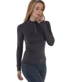T-shirt technique à manches longues zippé Sofie Femme T-Shirts À Manches Longues|Hauts D'Équitation De Concours